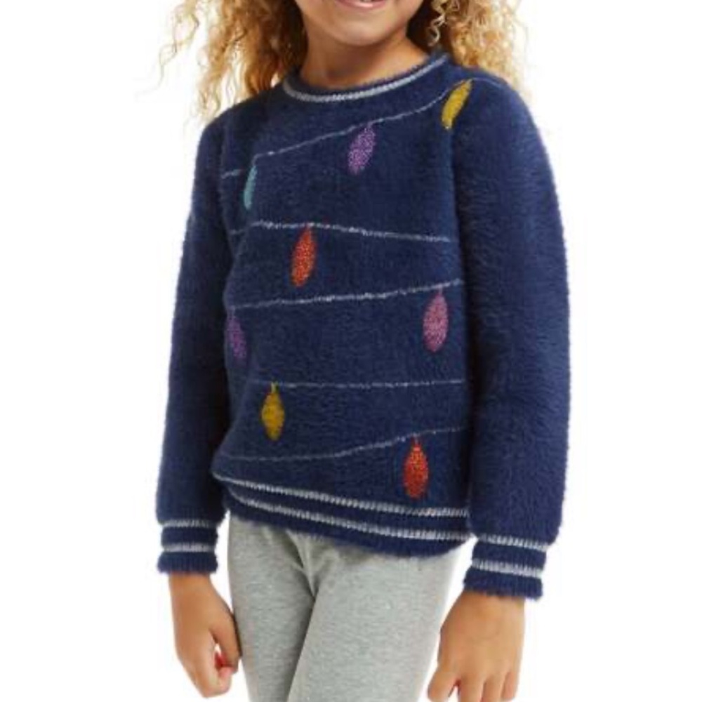 2T🎄 Andy & Evan Holiday Lights Ribbed Cuff Eyelash Sweater Christmas Party NWT
